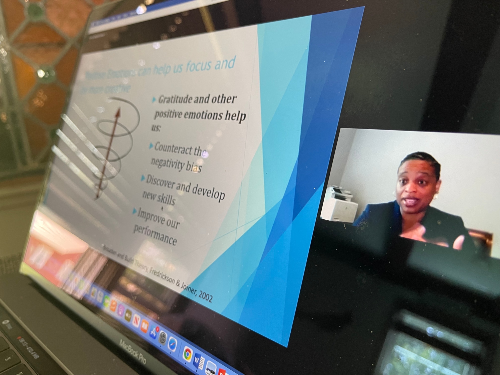 Lt. Col. Brande Newsome discussed the value of gratitude during a virtual Yellow Ribbon event Jun. 20. Newsome is a Reserve Citizen Airman assigned to the Air Force Reserve Medical service at the Pentagon in Arlington, Virginia. (U.S. Air Force Photo by Tech. Sgt. Monica Ricci)