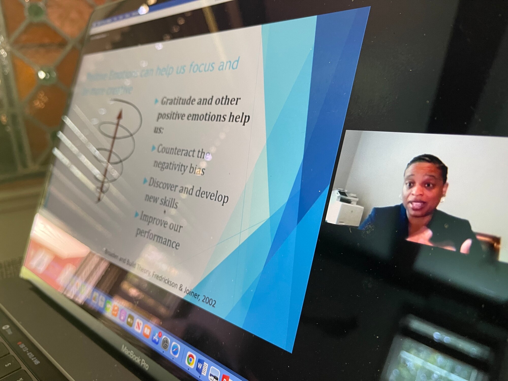 Lt. Col. Brande Newsome discussed the value of gratitude during a virtual Yellow Ribbon event Jun. 20. Newsome is a Reserve Citizen Airman assigned to the Air Force Reserve Medical service at the Pentagon in Arlington, Virginia. (U.S. Air Force Photo by Tech. Sgt. Monica Ricci)