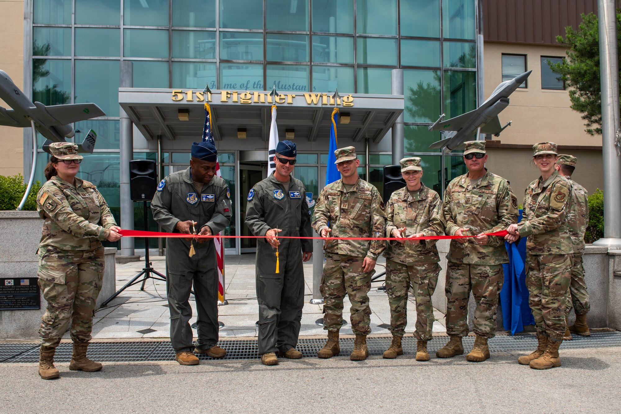 The 51st Fighter Wing held a renaming and ribbon cutting ceremony for its headquarters building at Osan Air Base, Republic of Korea, July 1, 2021. The building, which serves as the 51st Fighter Wing headquarters, was dedicated to Brig. Gen. Benjamin O. Davis Jr. in recognition of his 34 years of service that spanned across World War II, Vietnam, Korea and the Cold War.