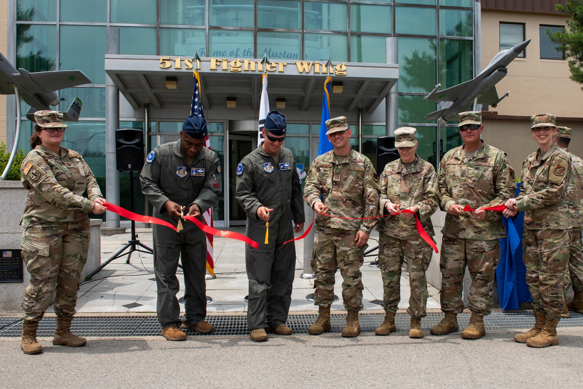 The 51st Fighter Wing held a renaming and ribbon cutting ceremony for its headquarters building at Osan Air Base, Republic of Korea, July 1, 2021. The building, which serves as the 51st Fighter Wing headquarters, was dedicated to Brig. Gen. Benjamin O. Davis Jr. in recognition of his 34 years of service that spanned across World War II, Vietnam, Korea and the Cold War.