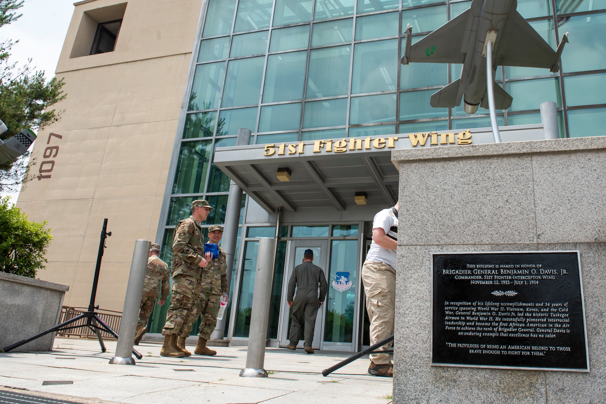 The 51st Fighter Wing held a renaming and ribbon cutting ceremony for its headquarters building at Osan Air Base, Republic of Korea, July 1, 2021. The building, which serves as the 51st Fighter Wing headquarters, was dedicated to Brig. Gen. Benjamin O. Davis Jr. in recognition of his 34 years of service that spanned across World War II, Vietnam, Korea and the Cold War.