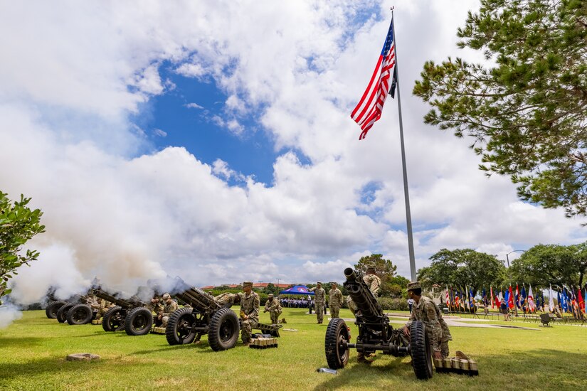 U.S. Army Soldiers Conduct a Fifty Gun Salute on Fort Sam Houston for