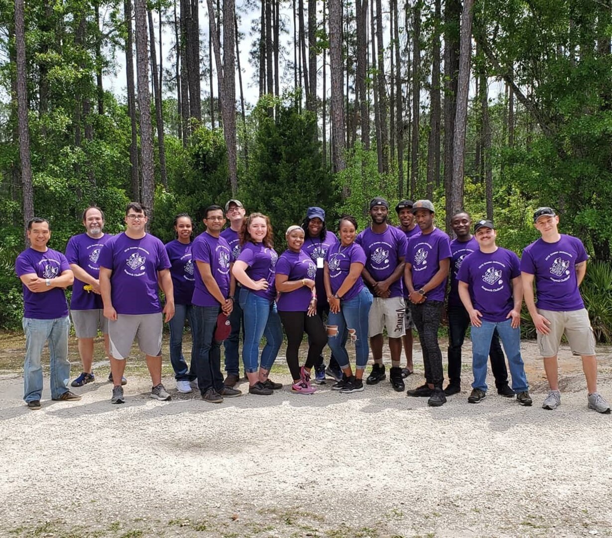Crystal Taylor (center with hat) stands with volunteers at the 2019 Regional SeaPerch competition held in Jacksonville, Fla.  Volunteers from SERMC supported four SeaPerch teams that went on to compete and place in the 2017 through 2021 SeaPerch National Challenge.