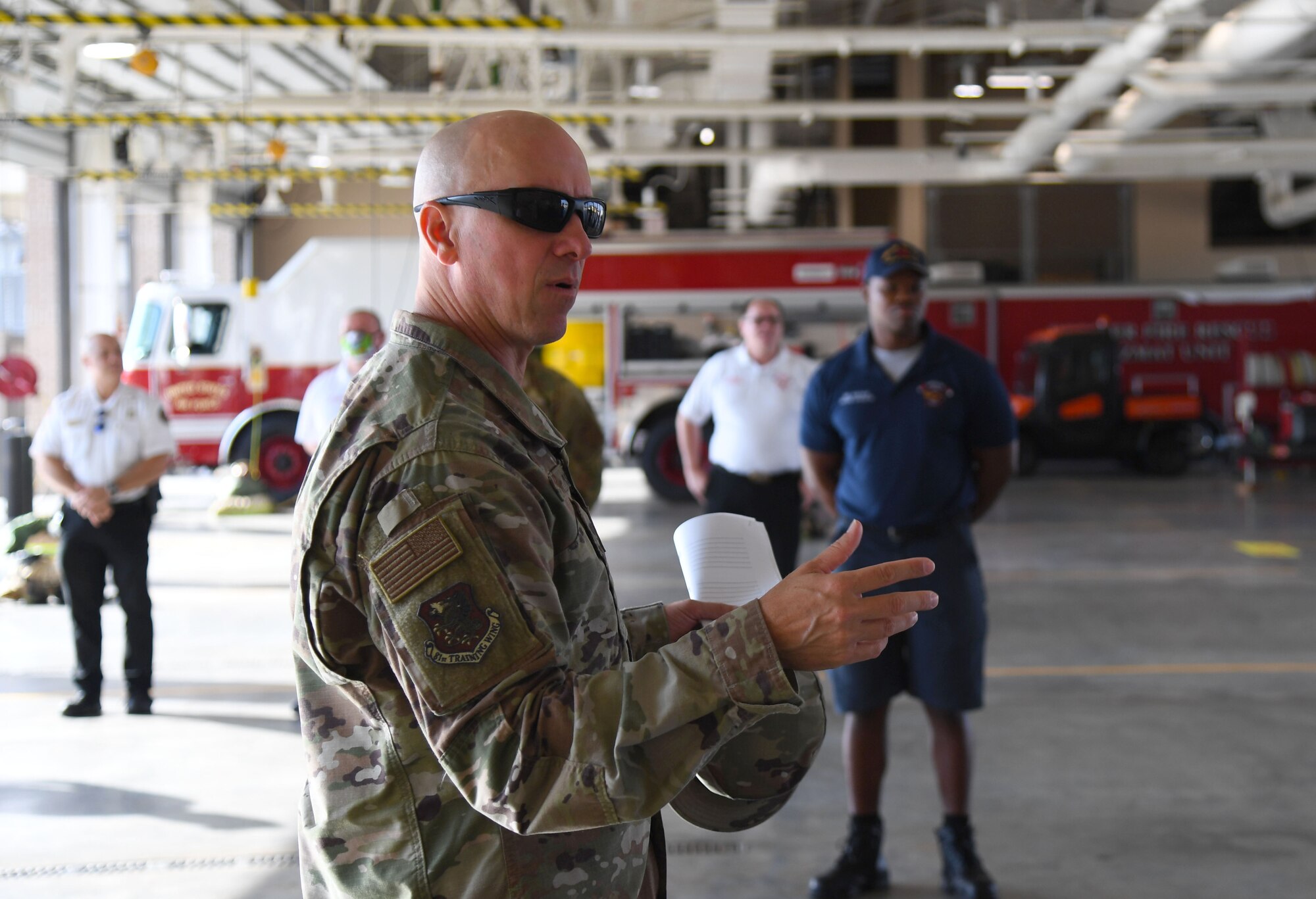 U.S. Air Force Col. William Hunter, 81st Training Wing commander, tours the Keesler Fire Department during an 81st Mission Support Group immersion tour at Keesler Air Force Base, Mississippi, June 24, 2021. The purpose of the tour was to become more familiar with Keesler's mission. (U.S. Air Force photo by Kemberly Groue)