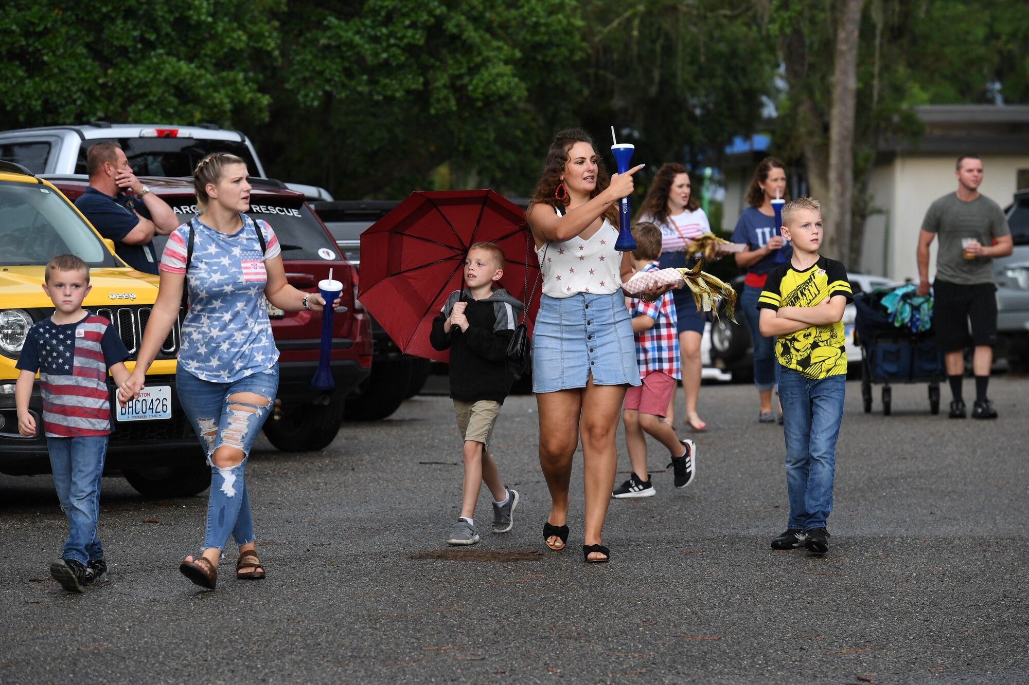 Keesler personnel and families attend Freedom Fest at Marina Park at Keesler Air Force Base, Mississippi, July 2, 2021. The event also included hot wings and watermelon eating competitions and fireworks. (U.S. Air Force photo by Kemberly Groue)