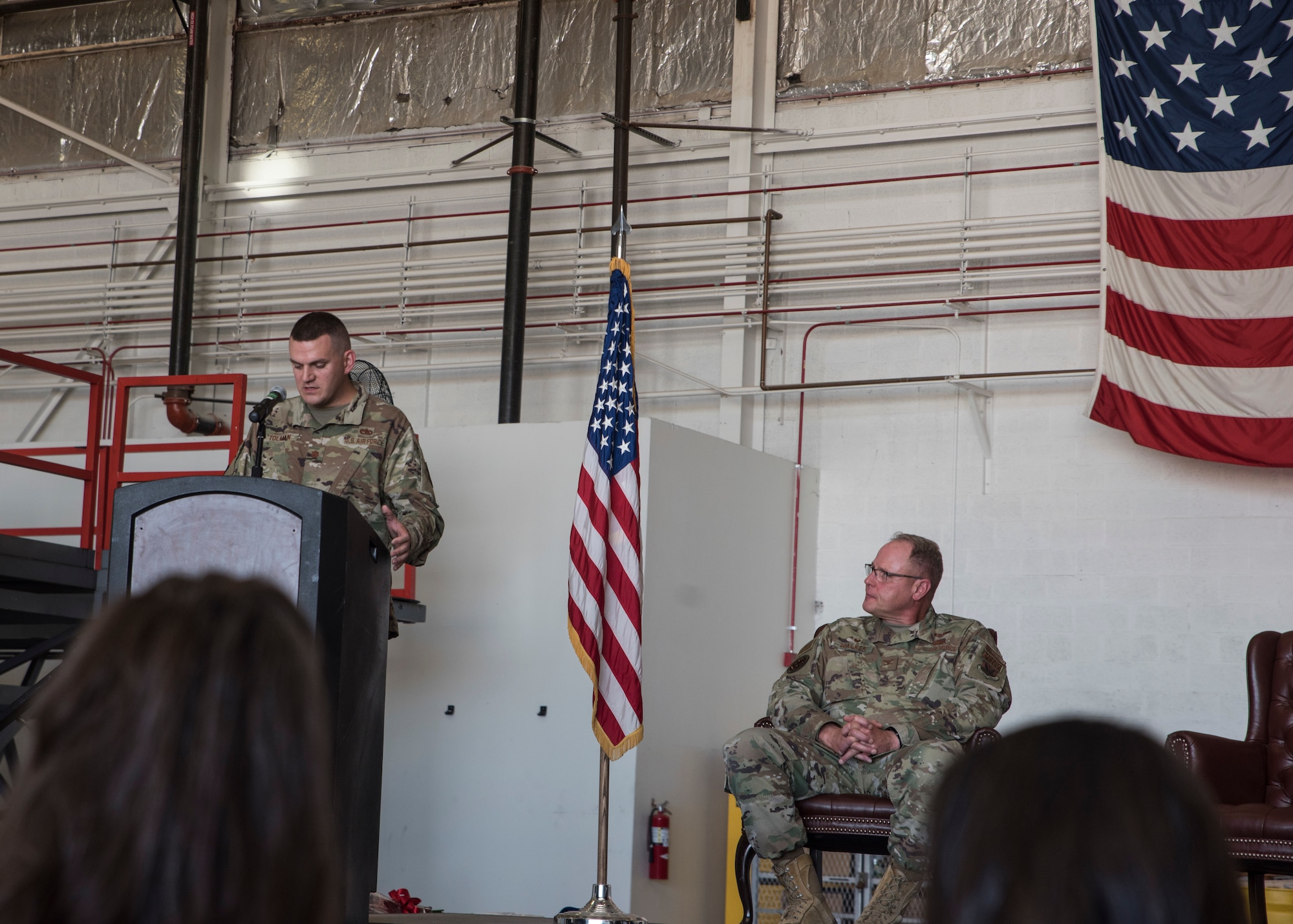 A photo of Airmen during a ceremony