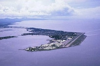 A 1957 aerial photograph of Sangley Point Naval Air Station, home of air station detachment Sangley Point, located not far from Manila in Manila Bay. (Wikipedia)