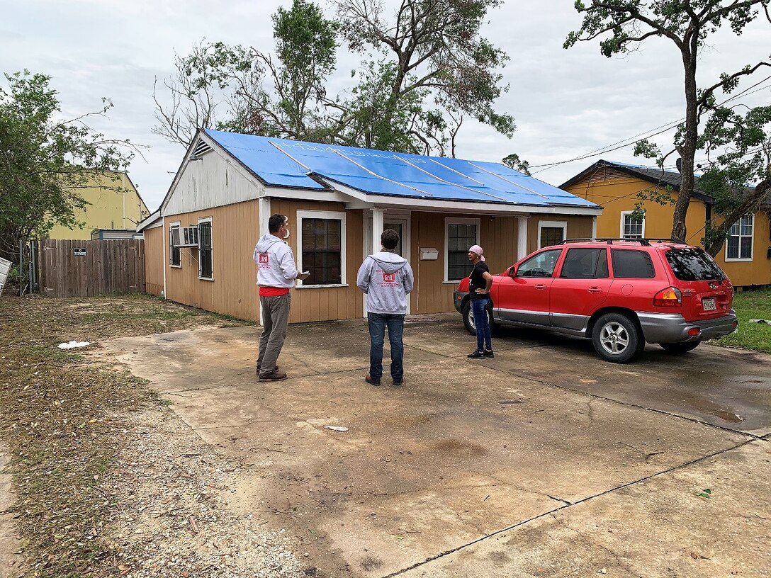In response to hurricanes Laura and Delta, Pittsburgh District members Ben Caparelli and Pete Gerovac deployed to Lake Charles, Louisiana, to provide quality assurance support for Operation Blue Roof (U.S. Army photo by Ben Caparelli).