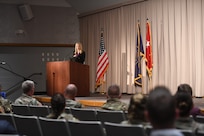Elizabeth Smart speaks to Service members and employees of the Utah National Guard May 24, 2021 at Draper, Utah.