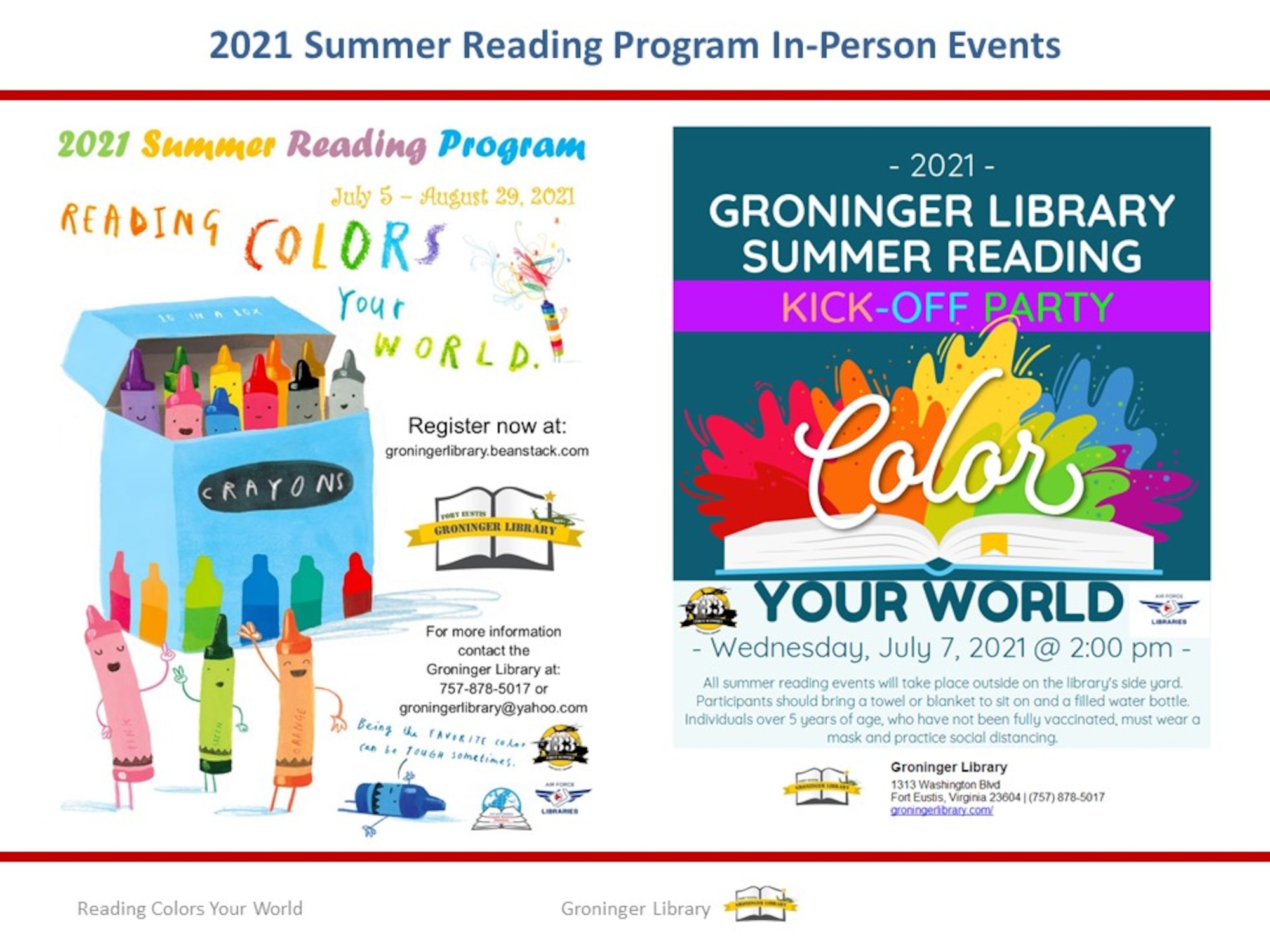 Graphic about the Fort Eustis Summer Reading program.
