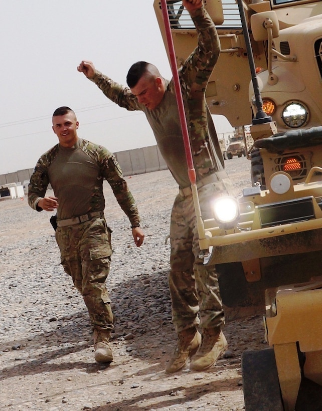 The two soldiers, who have been best friends for the last five years since originally meeting in Paducah, joined the Army National Guard together, and are serving in Afghanistan as part of Kentucky's Agribusiness Development Team 4.