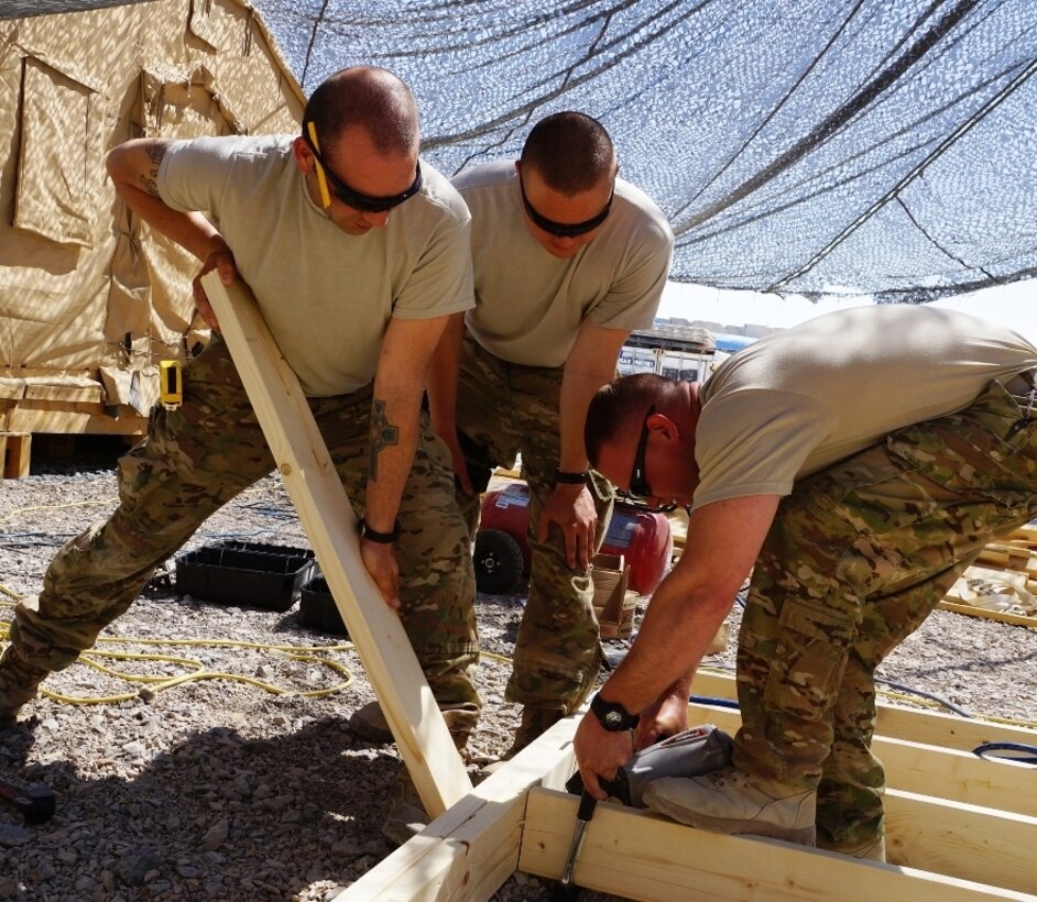 The member of the Kentucky National Guard's Agribusiness Development Team 4was helping build hardened structures to make life more comfortable for ADT 4, and eventually ADT 5 as well.