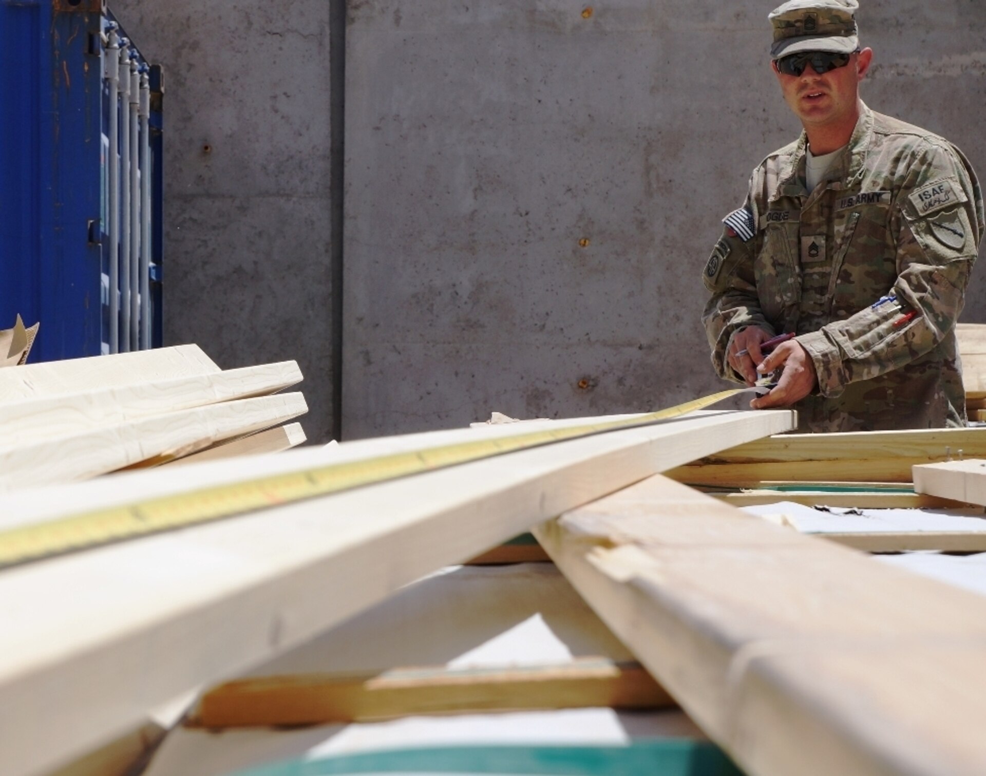The member of the Kentucky National Guard's Agribusiness Development Team 4was helping build hardened structures to make life more comfortable for ADT 4, and eventually ADT 5 as well.