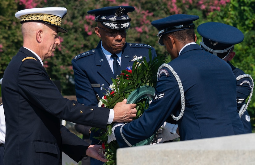 Generals laying a wreath