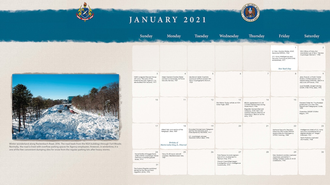 2021 Center for Cryptologic History Calendar January