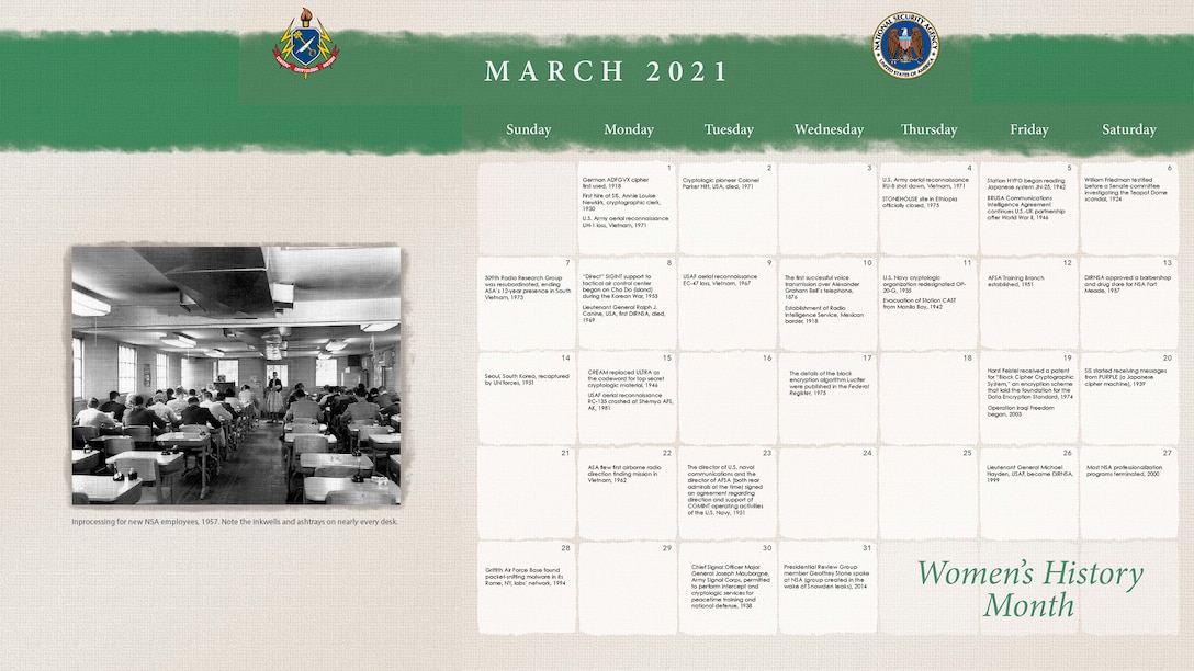 2021 Center for Cryptologic History Calendar March