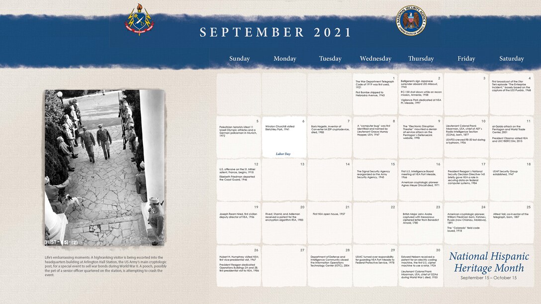 2021 Center for Cryptologic History Calendar September