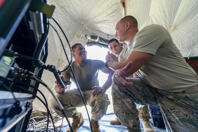 Joint Communication Support Element Operators perform a radio check