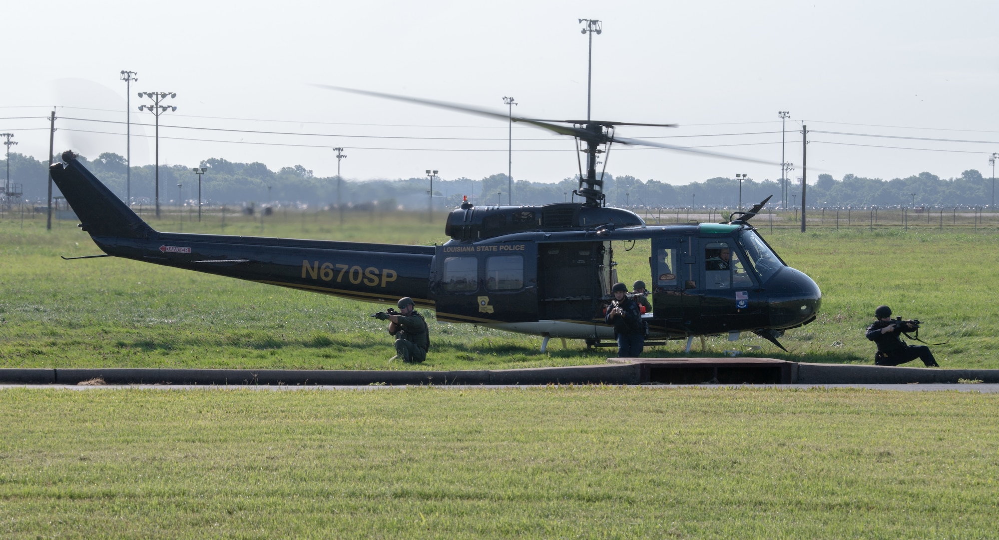 The training event integrated the Louisiana State Police, Louisiana State Police SWAT, 2nd Security Forces Squadron, and Mobile Field Force members. These are agencies that would work together during dangerous situations to help resolve them.