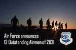 Graphic of a silhouette of Airmen walking across flight line.