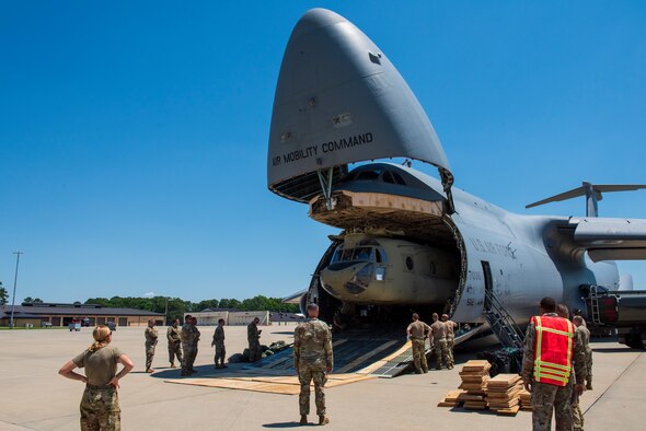 U.S. Army CH-47F Chinooks were delivered to SJAFB to be reassembled by soldiers and fly back to Fort Bragg after three years downrange.
