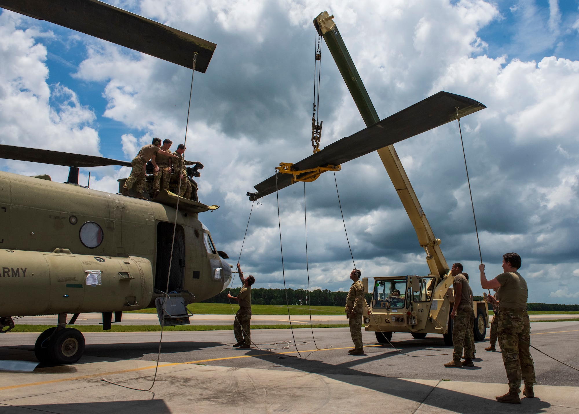 U.S. Army CH-47F Chinooks were delivered to SJAFB to be reassembled by soldiers and fly back to Fort Bragg after three years downrange.