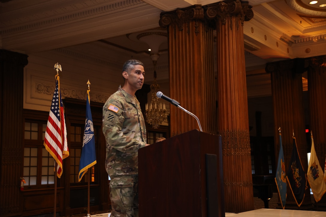 LTC Ramon Brigantti assumed command of the USACE Philadelphia District on July 9, 2021 and made brief remarks during the ceremony.