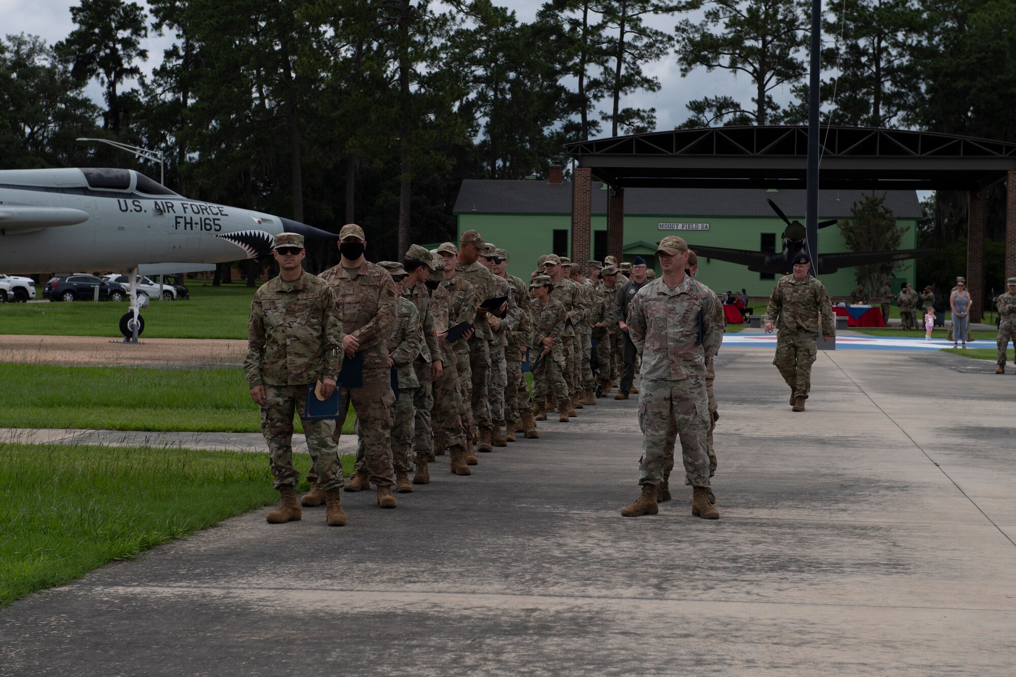 A photo of 40 Airmen standing in line.
