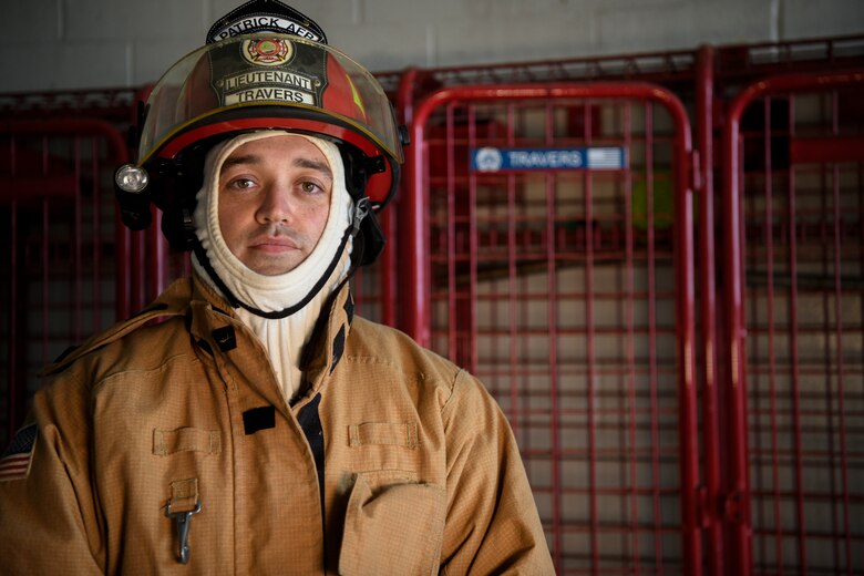 SSgt Scott Travers, 45th Civil Engineering Squadron fire inspector, poses for an environmental portrait at the Patrick Air Force Base Fire Department, Florida, Oct. 20, 2020. Travers posed for the 45th Space Wing’s “People Of Patrick” series, which gives insight on Cape Canaveral Space Force Station and PSFB Airmen and their career. (U.S. Space Force photo by Airman Thomas Sjoberg)