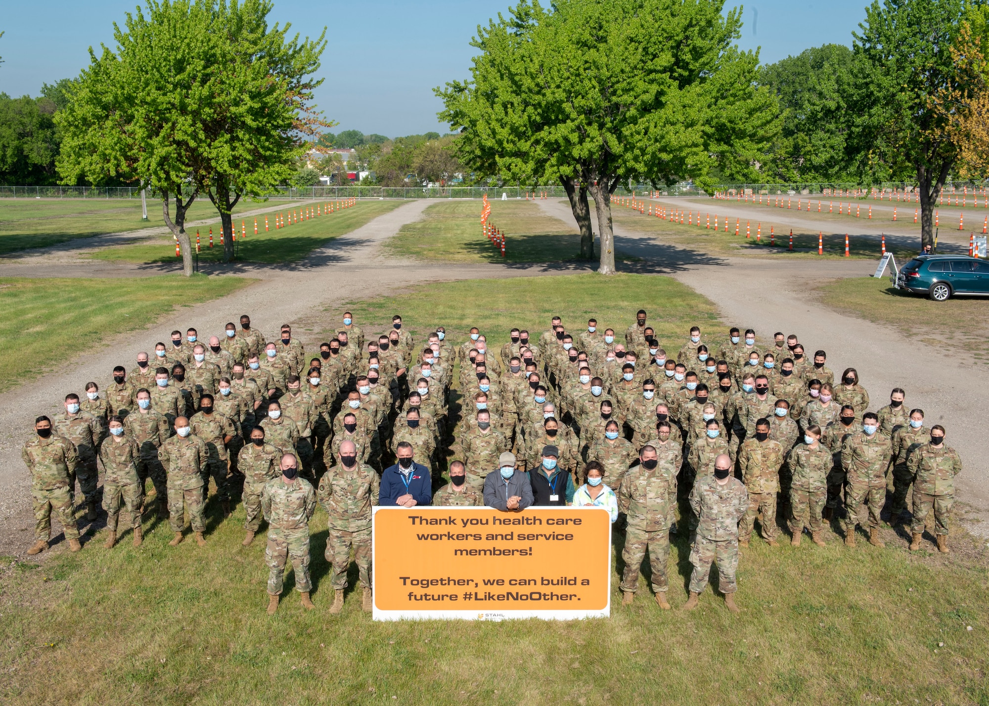 Group of medical personnel stand together