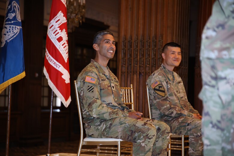 LTC Ramon Brigantti (left) assumed command of the USACE Philadelphia District from LTC David Park (right) on July 9, 2021.
