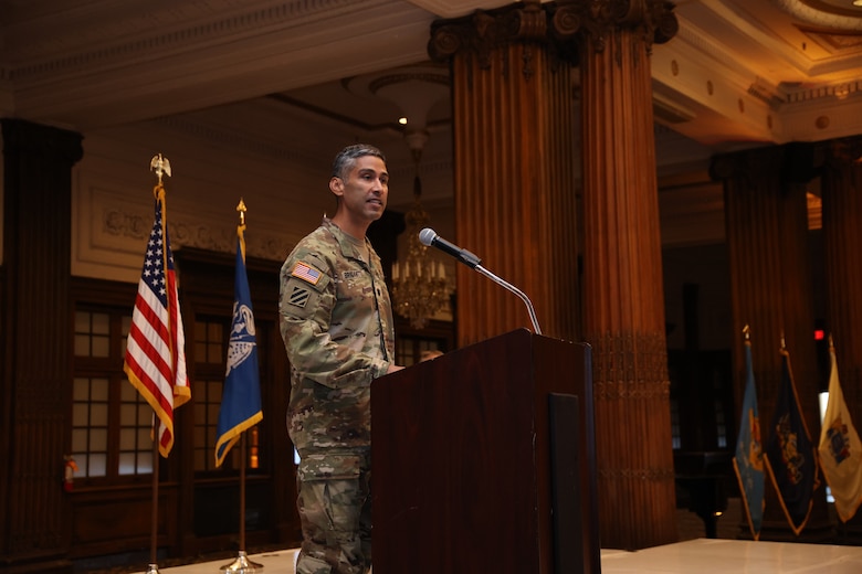 LTC Ramon Brigantti assumed command of the USACE Philadelphia District on July 9, 2021 and made brief remarks during the ceremony.