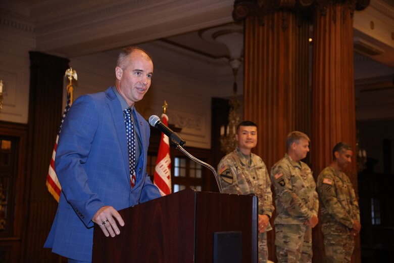 Former Philadelphia District Commander LTC Michael Bliss (Ret.) delivered the invocation during the Change of Command ceremony on July 9, 2021.