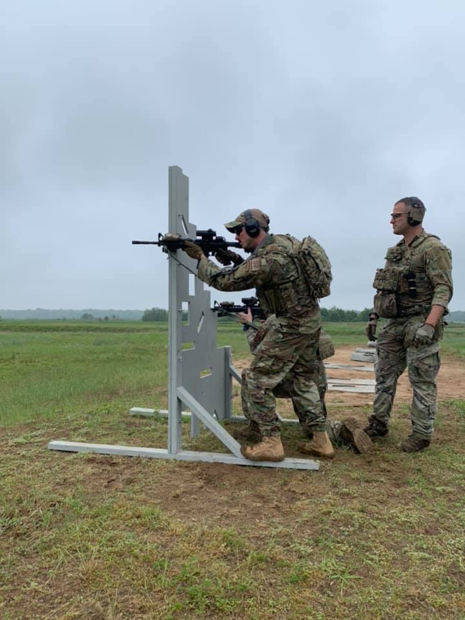 Airmen assigned to the Ohio Air National Guard's 178th Wing Security Forces Squadron conducted wartime skills training at the Volk Field Combat Regional Training Center, Wisc. from June 23-July 2 to enhance their air base ground defense skills. The Airmen improved many of their tactics and marksmanship skills using long range distance targets, land navigation, night operations, dismounted patrolling, tactical combat casualty care, and leadership development. (Photo provided)