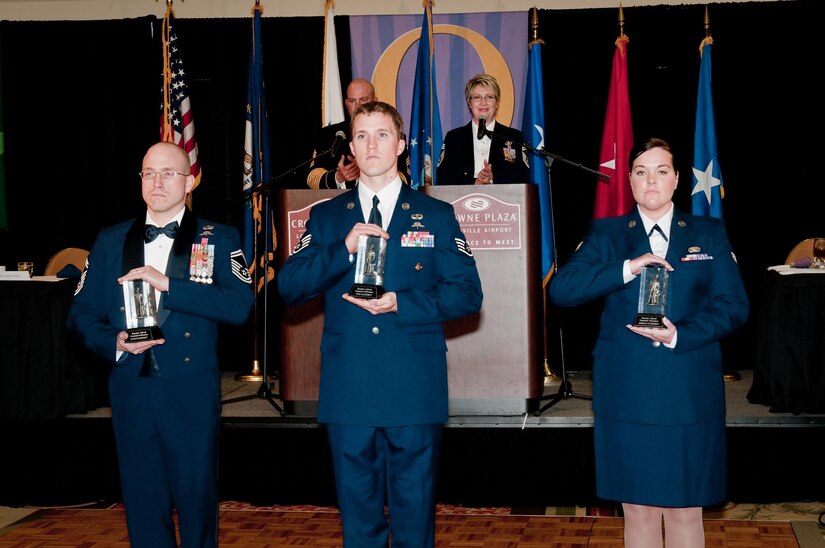 The Kentucky National Guard's 2011 Soldiers of the Year display their Kentucky Enlisted Exceptional Performance awards at the Outstanding Soldier and Airmen of the Year banquet, held March 12, in Louisville, K