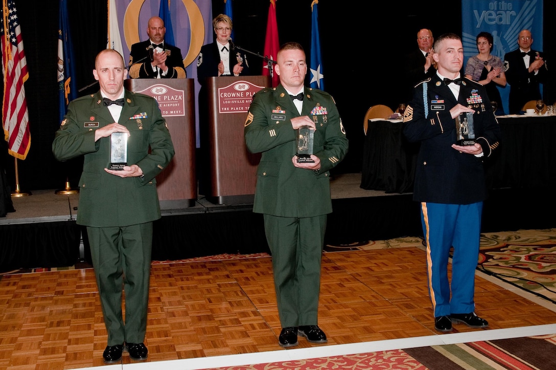 The Kentucky National Guard's 2011 Soldiers of the Year display their Kentucky Enlisted Exceptional Performance awards at the Outstanding Soldier and Airmen of the Year banquet, held March 12, in Louisville, K