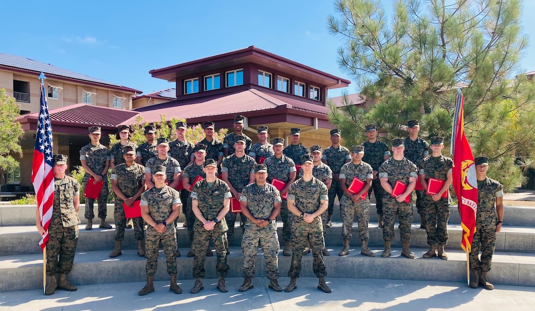 U.S. Marines graduate from Lance Corporal Leadership & Ethics seminar.