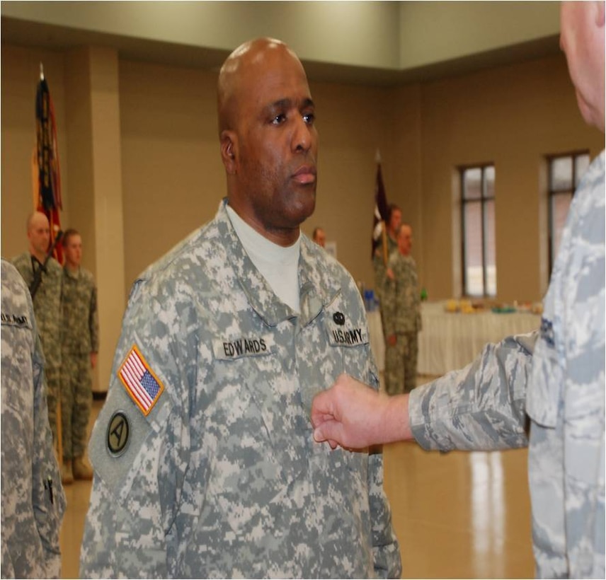 Edwards accepted command of the 75th Troop Command immediately following the promotion ceremony during a change of command ceremony.