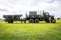 U.S. Marines with 12th Marine Regiment, 3rd Marine Division, set up a Ground and Air Task Oriented Radar system at Marine Corps Air Station Futenma, Okinawa, Japan, Aug. 10, 2020. The G/ATOR allows Marines to see further distances and is used to locate enemy weapon systems. Having this capability further enhances the III Marine Expeditionary mission and increases lethality.