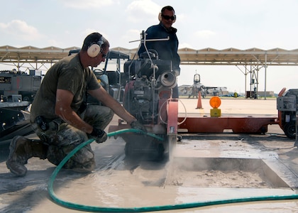 149th CES flight line repairs