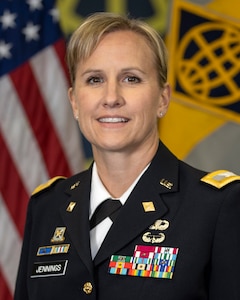 Col. Paige M. Jennings poses for a photo at the Emmett J. Bean Federal Center in Indianapolis July 12, 2021. Jennings assumed command of the U.S. Army Financial Management Command on July 15, 2021. (U.S. Army photo by Mark R. W. Orders-Woempner)
