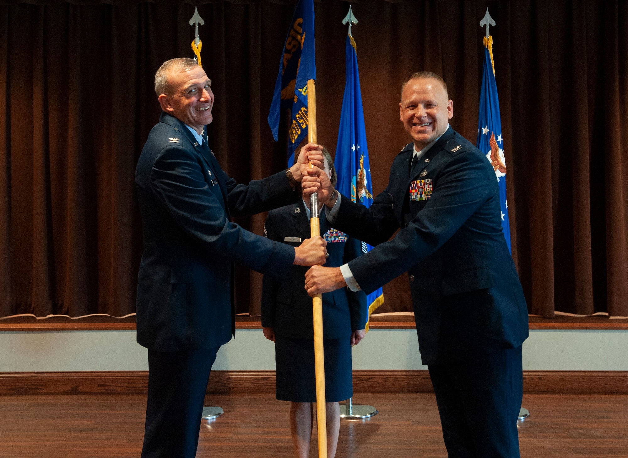 U.S. Air Force Col. Steven L. Watts II takes command of the Geospatial and Signatures Intelligence Group, National Air and Space Intelligence Center, Wright-Patterson Air Force Base, Ohio, July 15, 2021. The Geospatial and Signatures Intelligence Group’s mission is to create geospatial and signatures intelligence and innovate advanced capabilities to characterize objects, activities, and events to deliver decision advantage for the Air Force and the Nation.