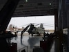 A New York National Guard CH-47D Chinook helicopter departs the Kentucky National Guard helipad while training with Kentucky Army Aviators in Frankfort, Ky., Jan. 27.