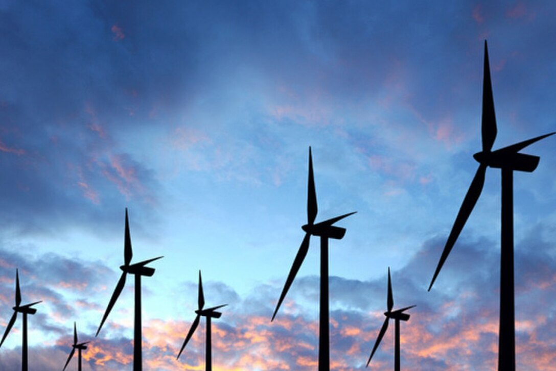 The Army reserve uses wind turbines for energy efficiency.