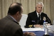 Guatemalan President Alejandro Giammattei meets with U.S. Navy Adm. Craig S. Faller.