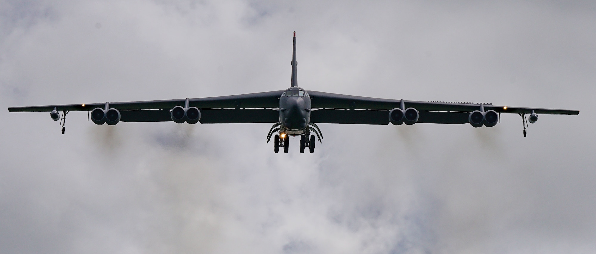 U.S. Air Force B-52H Stratofortress from the 5th Bomb Wing, Minot Air Force Base North Dakota, arrives at Andersen Air Force Base, Guam, for a Bomber Task Force deployment, July 15, 2021. Bomber Task Force missions demonstrate the strategic credibility and tactical flexibility of U.S. forces in today's security environment across the globe. (U.S. Air Force photo by Master Sgt. Richard P.  Ebensberger)