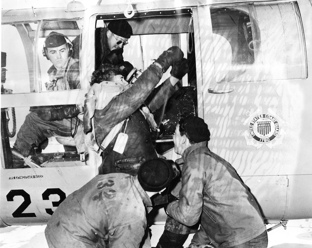 SAR rescue by CG Sikorsky HO2S helicopter & crew, no date
