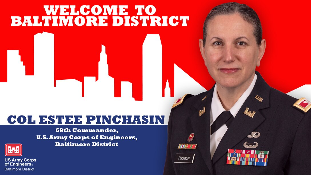 Col. Estee S. Pinchasin became the 69th commander of the U.S. Army Corps of Engineers (USACE), Baltimore District, during a change of command ceremony at the Washington Aqueduct in Washington D.C., July 16, 2021.