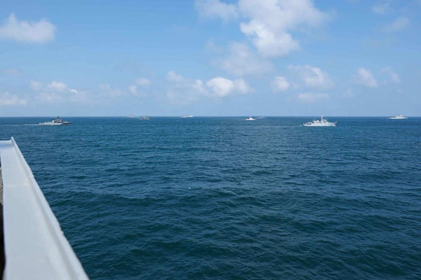 (July 14, 2021) The Arleigh Burke-class guided-missile destroyer USS Ross (DDG 71) moves in formation with ships participating the Bulgarian-led Exercise Breeze in the Black Sea, July 14, 2021. Ross, forward-deployed to Rota, Spain, is on patrol in the U.S. Sixth Fleet area of operations in support of regional allies and partners and U.S. national security interests in Europe and Africa. (U.S. Navy photo by Mass Communication Specialist 2nd Class Claire DuBois/Released)