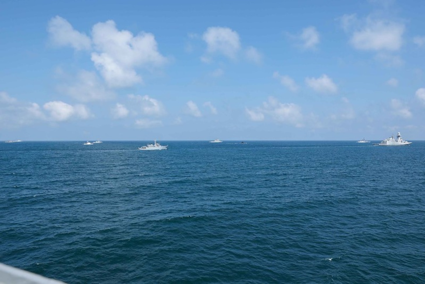 (July 14, 2021) The Arleigh Burke-class guided-missile destroyer USS Ross (DDG 71) moves in formation with ships participating the Bulgarian-led Exercise Breeze in the Black Sea, July 14, 2021. Ross, forward-deployed to Rota, Spain, is on patrol in the U.S. Sixth Fleet area of operations in support of regional allies and partners and U.S. national security interests in Europe and Africa. (U.S. Navy photo by Mass Communication Specialist 2nd Class Claire DuBois/Released)